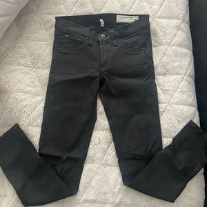 Leather looking denim style pants